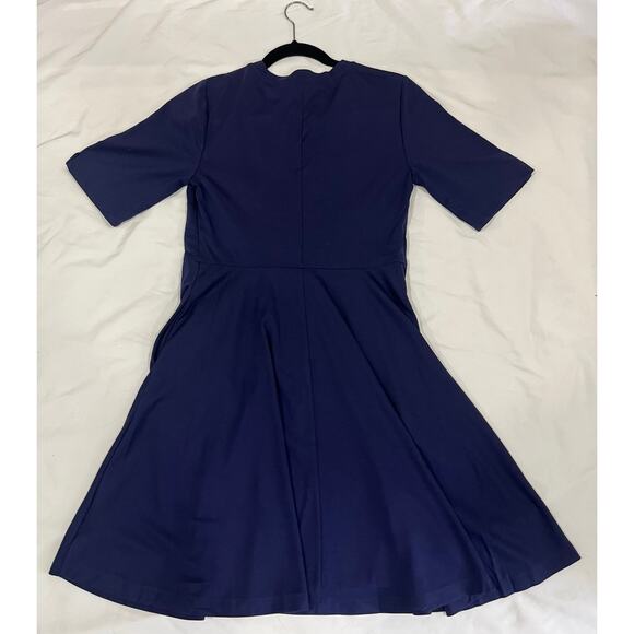 Anthropologie Navy Lace Up Dress Size Small Blue - Picture 3 of 5